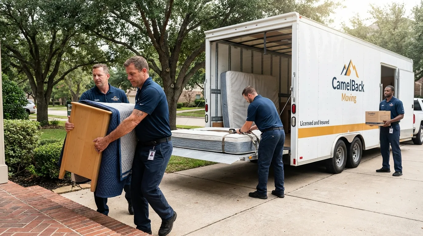 Crew loading residential truck for cross-state move from Nunda, NY