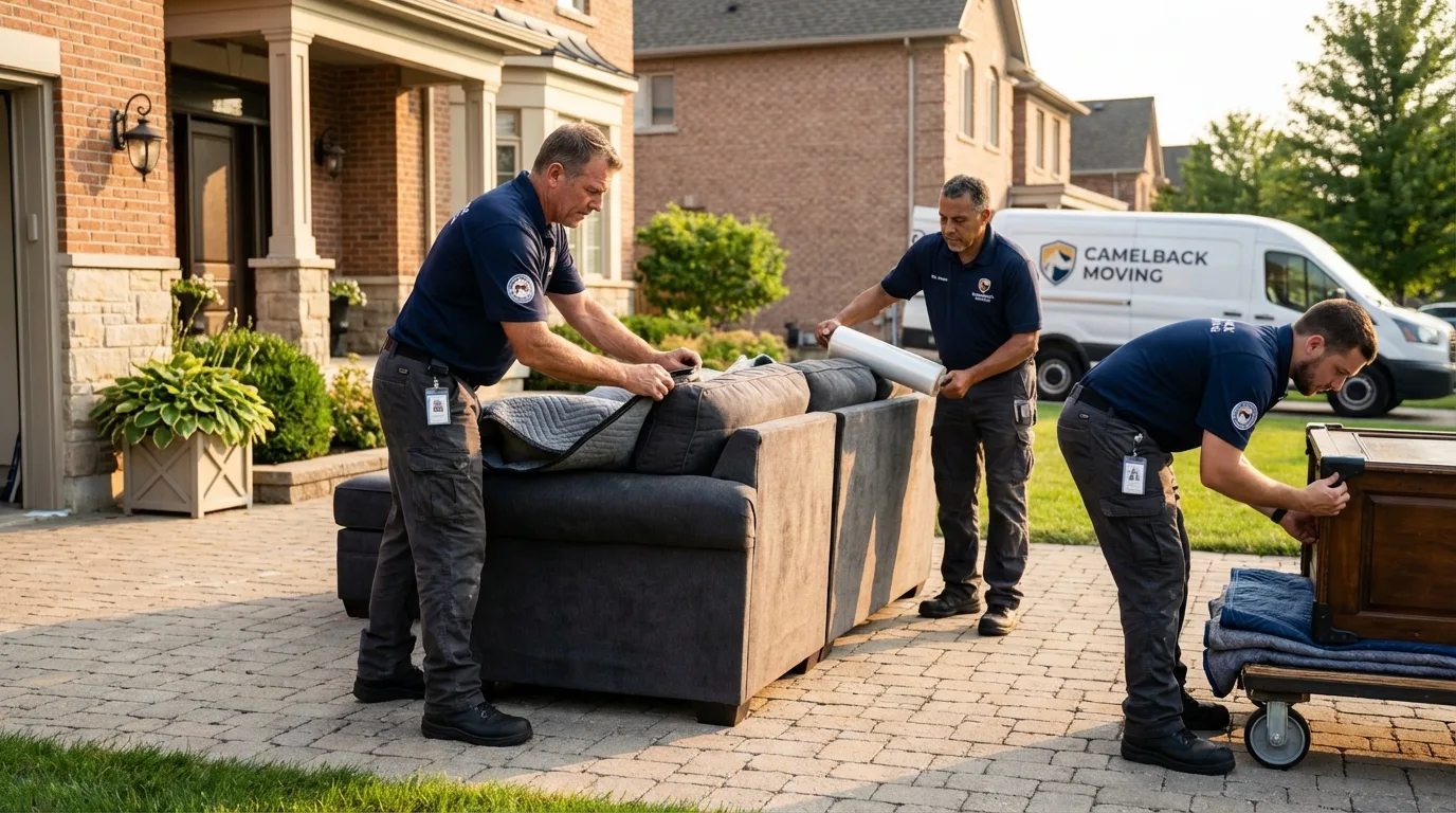Large estate moving crew wrapping furniture in Nunda, NY